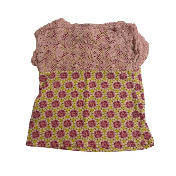 Coney Island Girls Pink Lace & Floral Print Baby Shirt Size 24M Short Sleeve - Picture 2 of 10